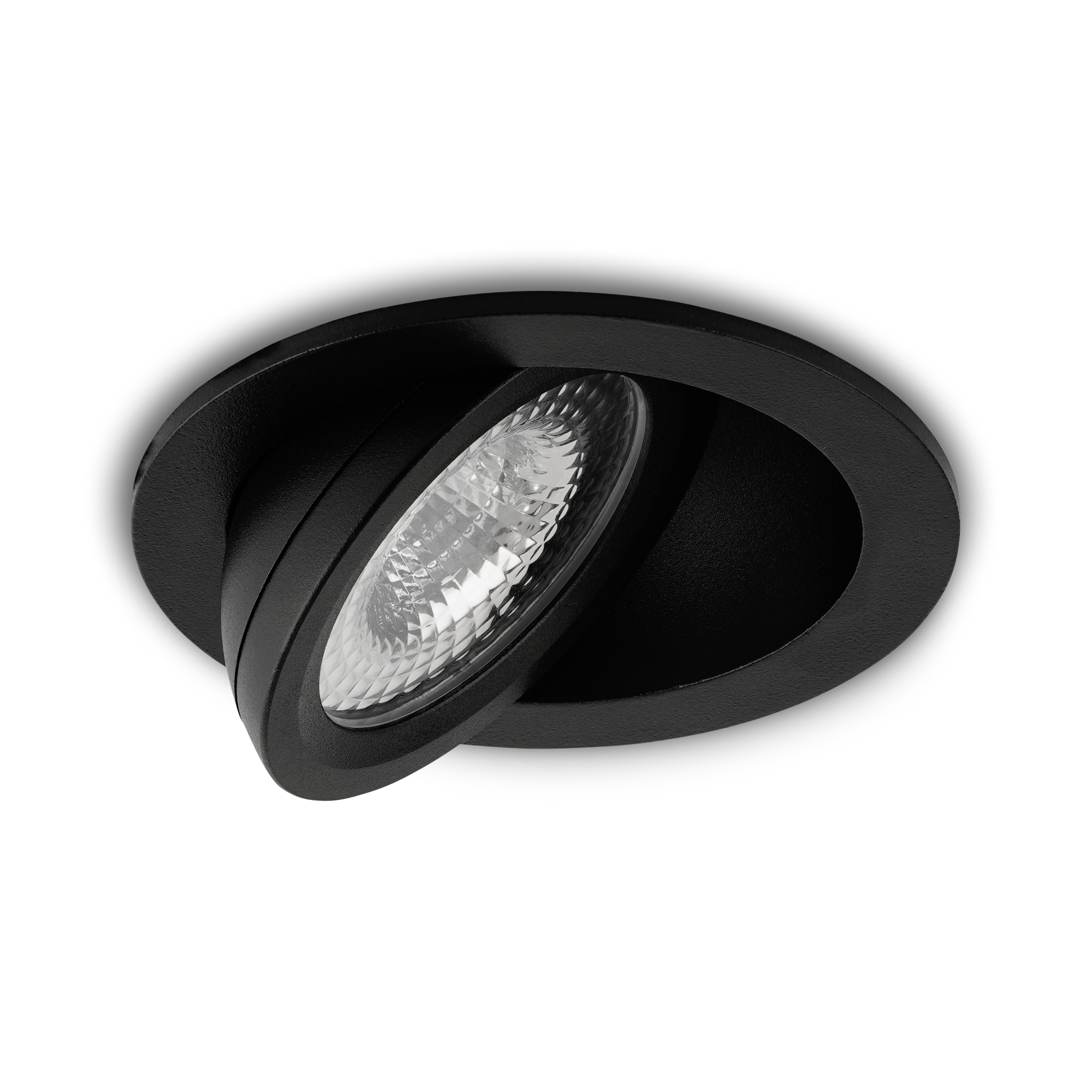 LED-inbouwspot Sienna zwart 5W extra warm-wit 2700K, schuin gericht, uitgeschakeld, voor plafondmontage