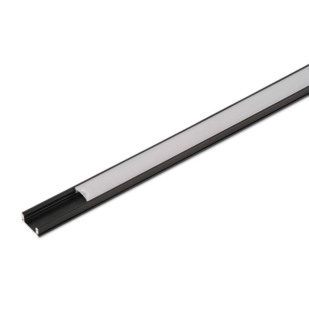 LED-strip profiel 2,5m opbouw compleet zwart met afdekkap wit voor accentverlichting