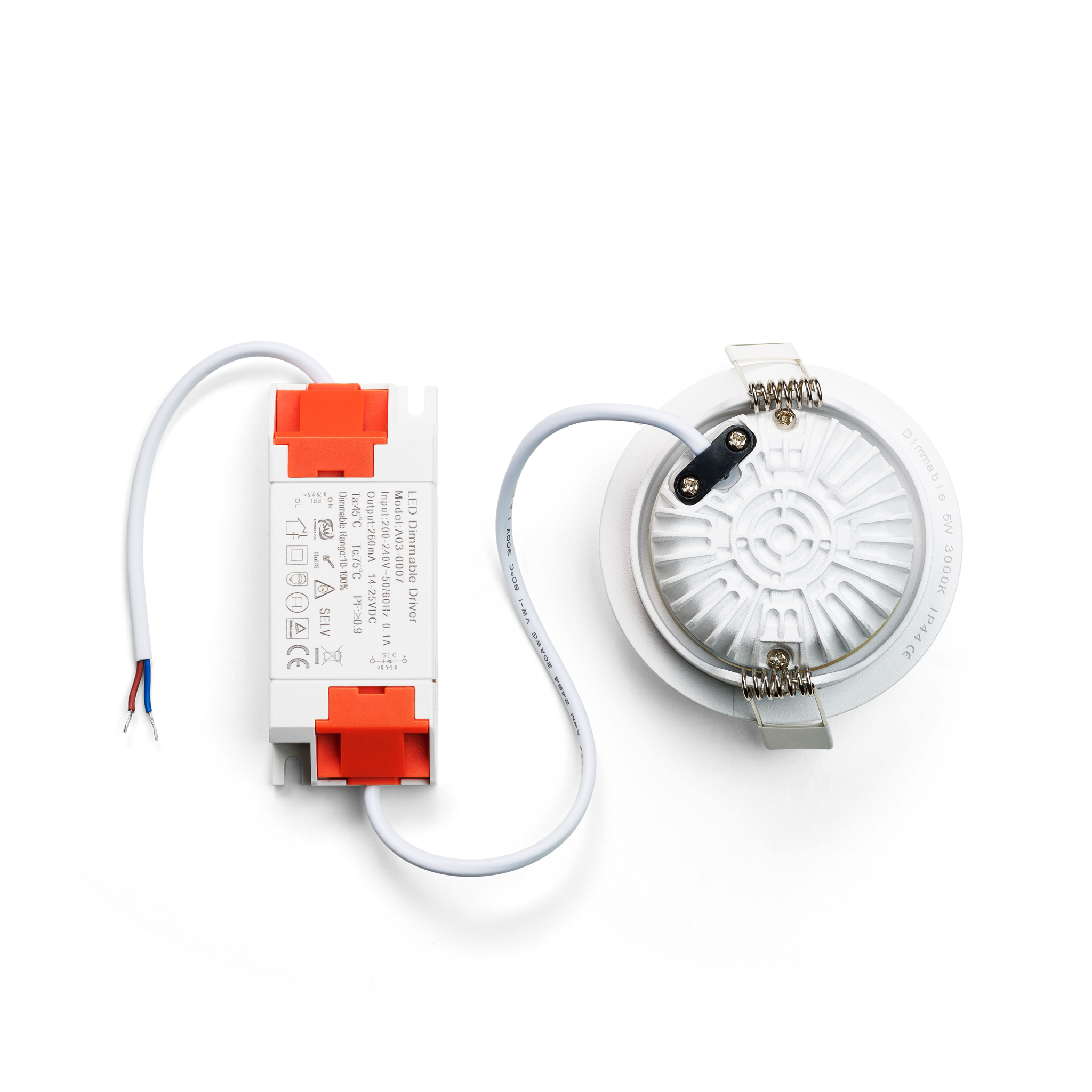 LED-inbouwspot Vivaro met externe dimbare driver en eenvoudige aansluiting voor inbouwinstallatie