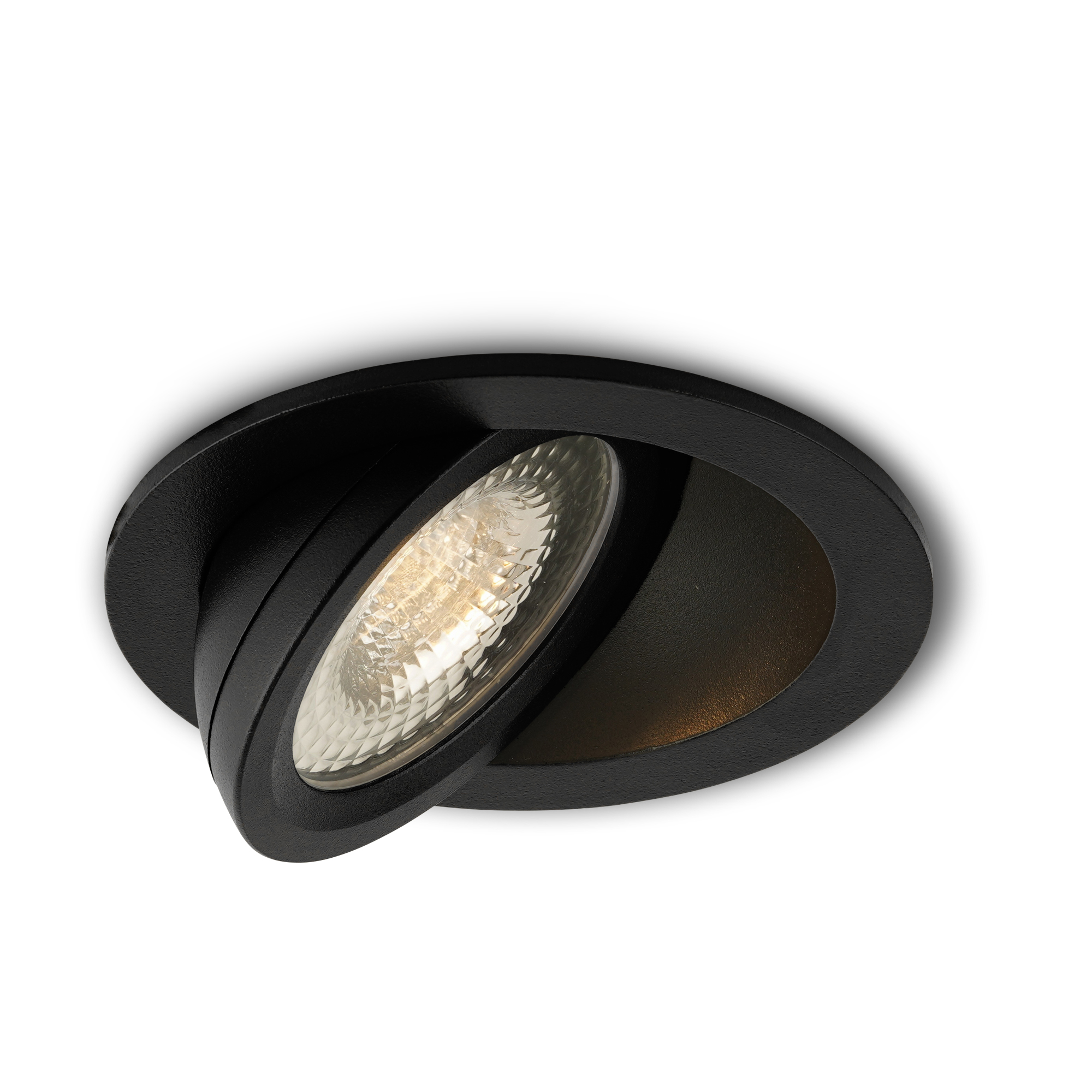 LED-inbouwspot Sienna zwart 5W extra warm-wit 2700K, schuin gericht, voor plafondmontage