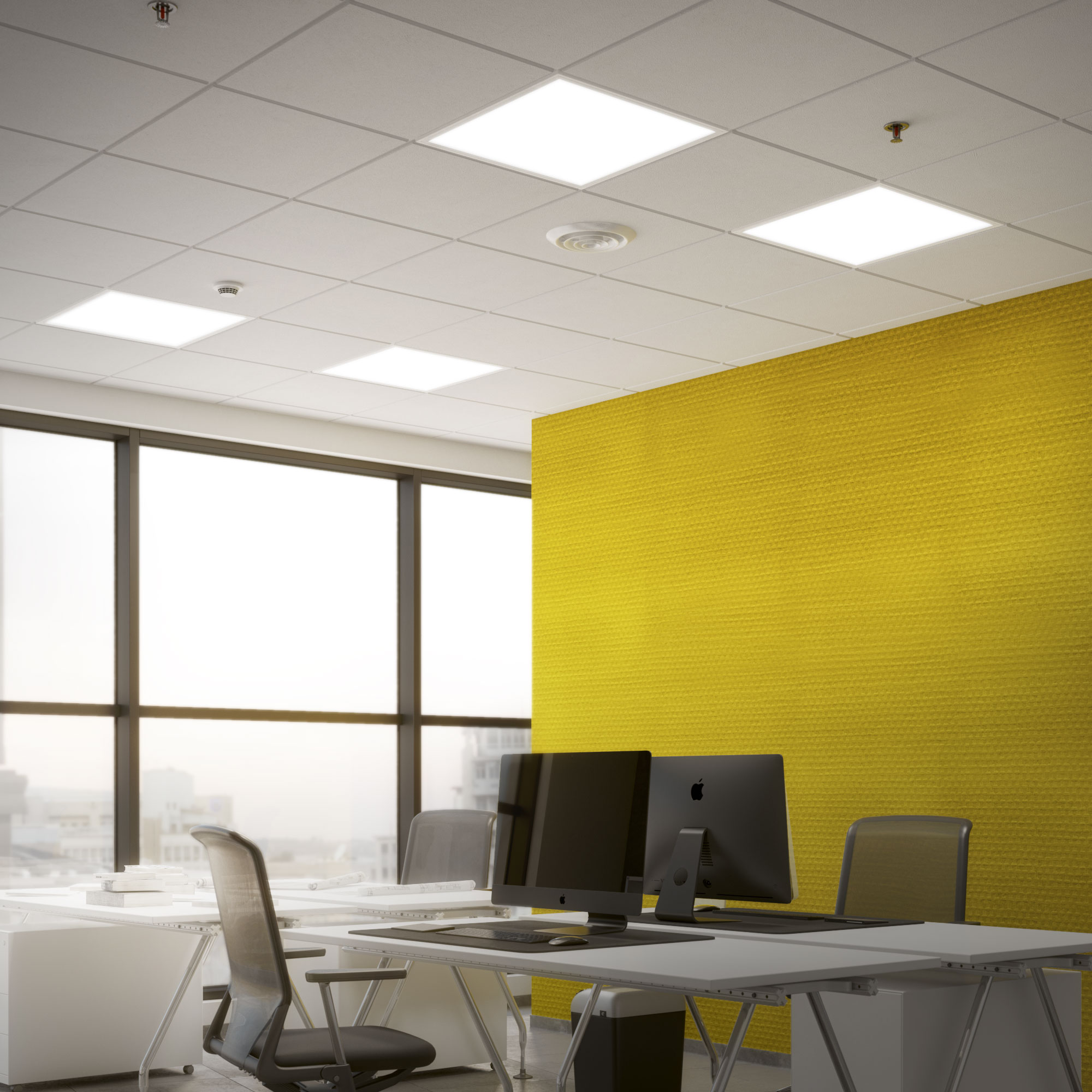 Sfeerverlichting met neutraal wit licht van 4000K in modern kantoor