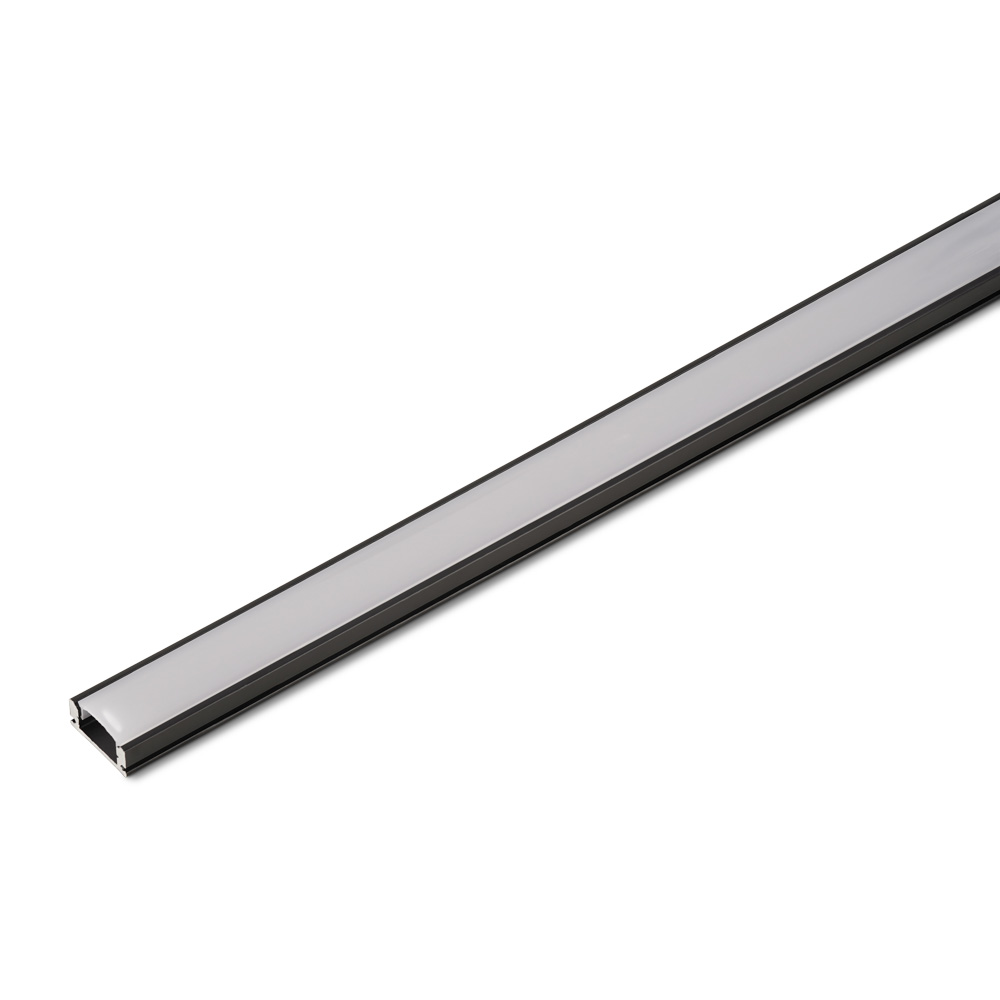 LED-strip profiel 2,5m opbouw compleet zwart met afdekkap wit voor accentverlichting