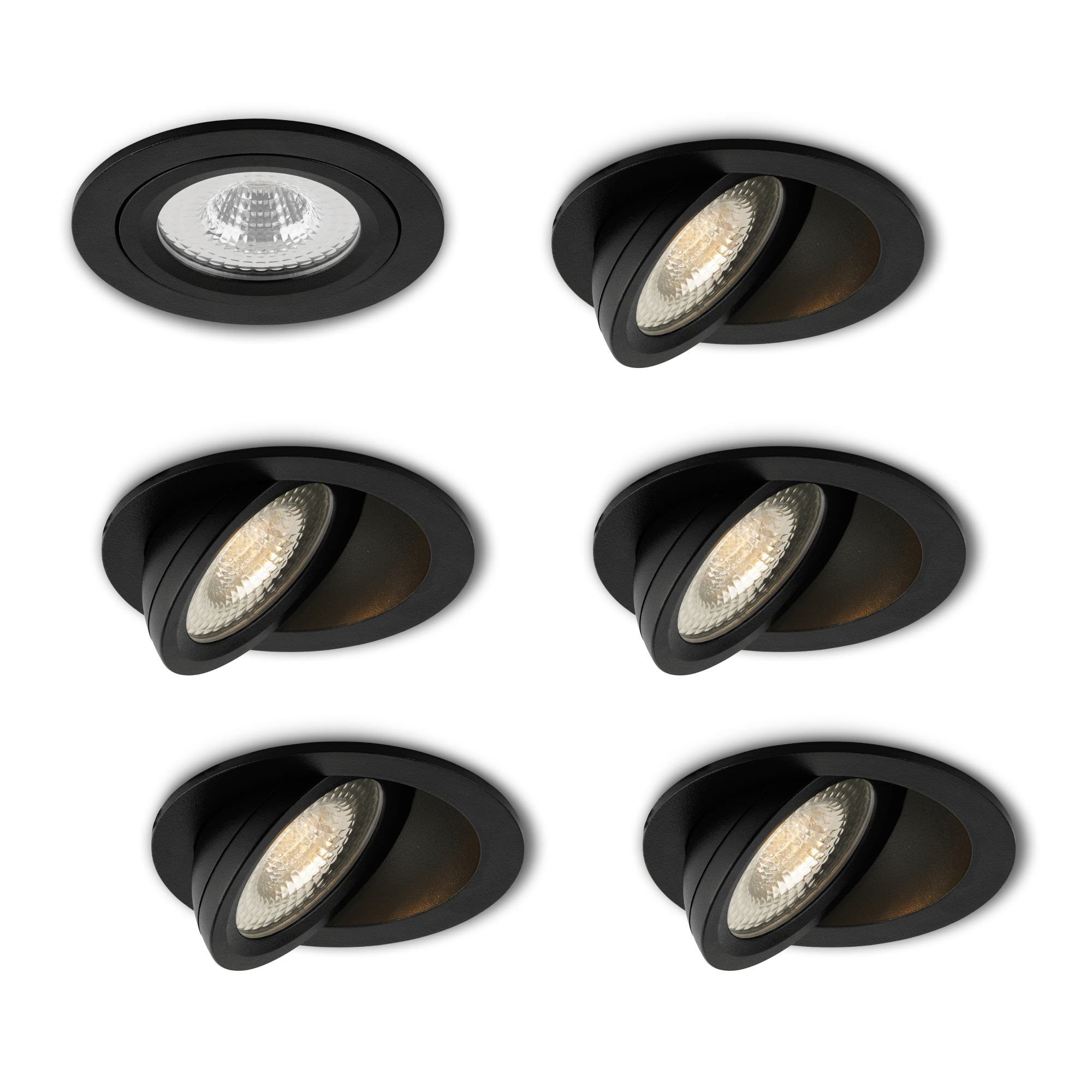 LED-inbouwspot Sienna zwart 5W extra warm-wit 2700K voor plafondmontage