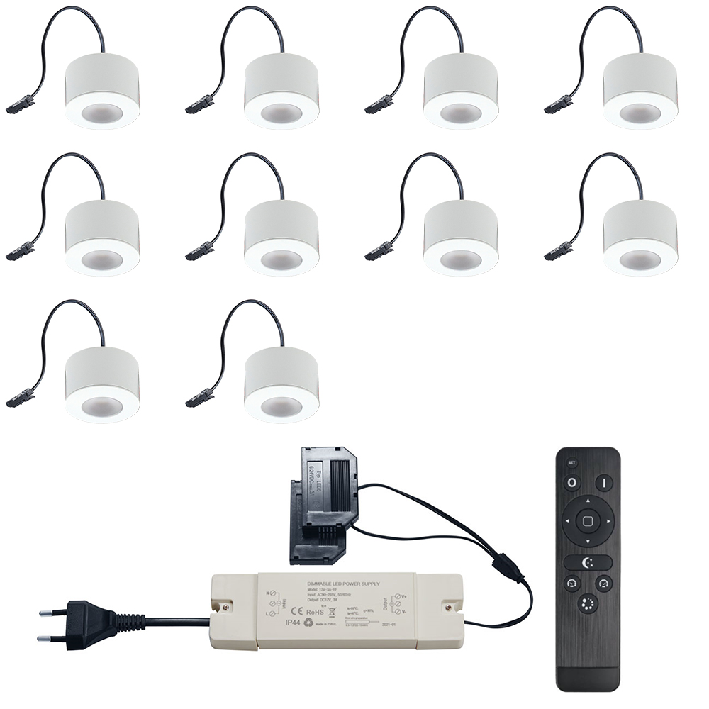 Set LED-opbouwspot Zigbee Parma wit 3W dimbaar voor plafondmontage