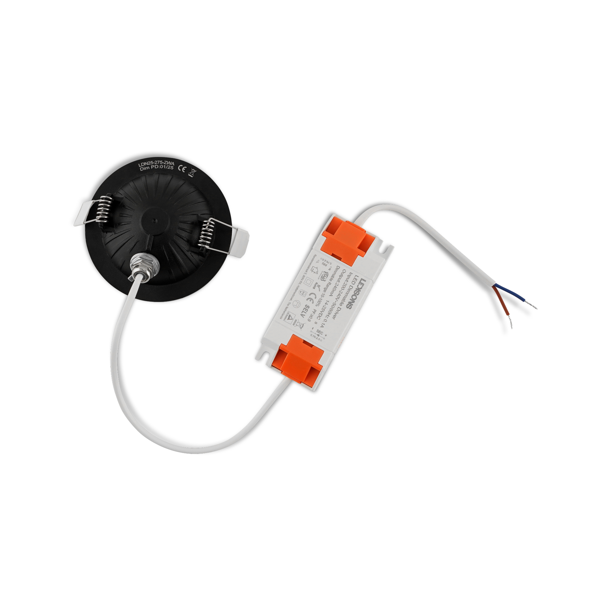 LED-inbouwspot Sienna zwart 5W extra warm-wit 2700K voor plafondmontage