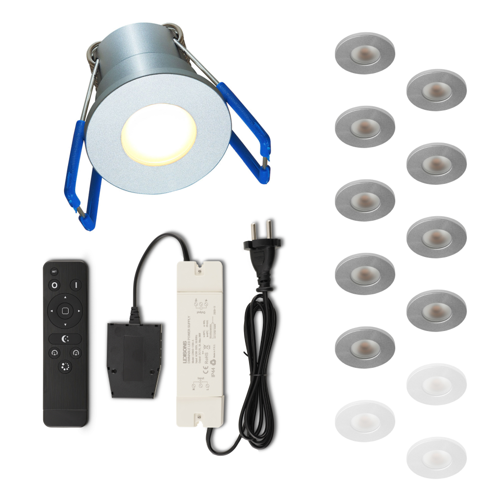 Set LED-inbouwspot Varese zilver 3W dimbaar 1-12 stuks voor plafondmontage