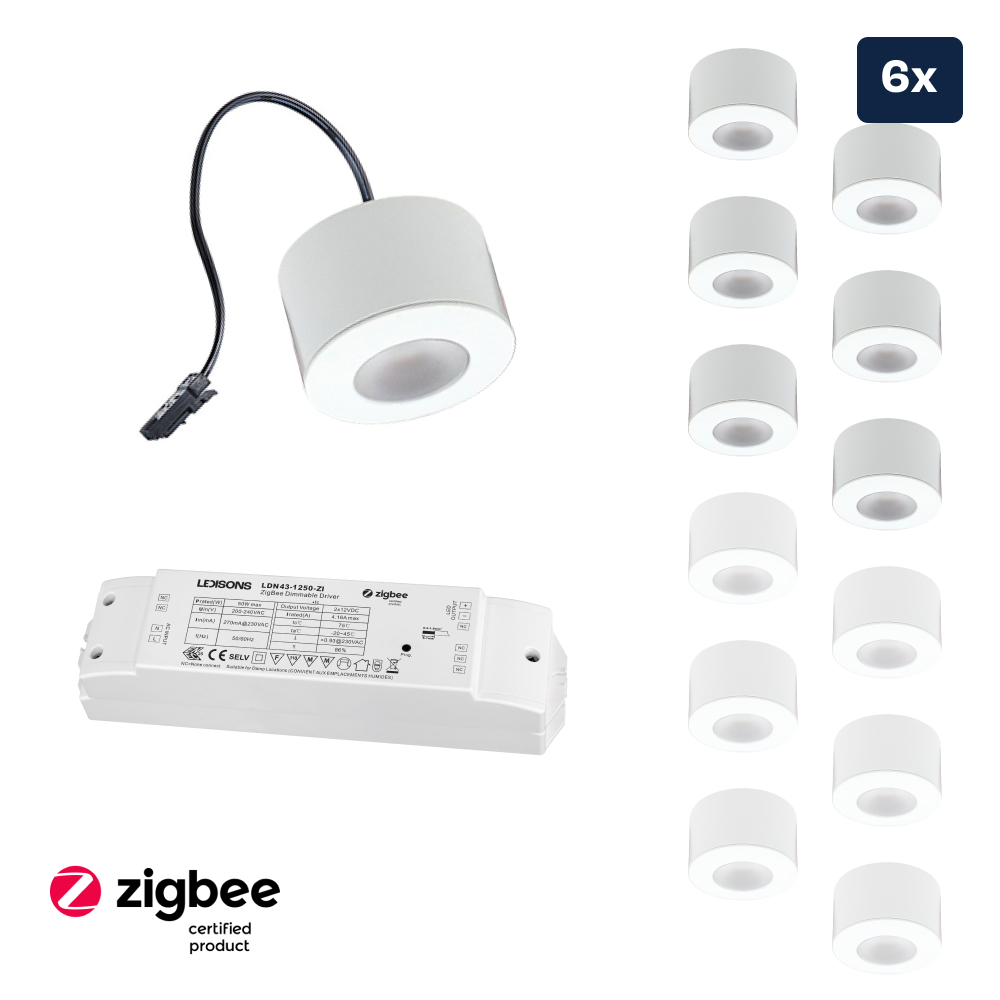 Set LED-opbouwspot Zigbee Parma wit 3W dimbaar voor plafondmontage