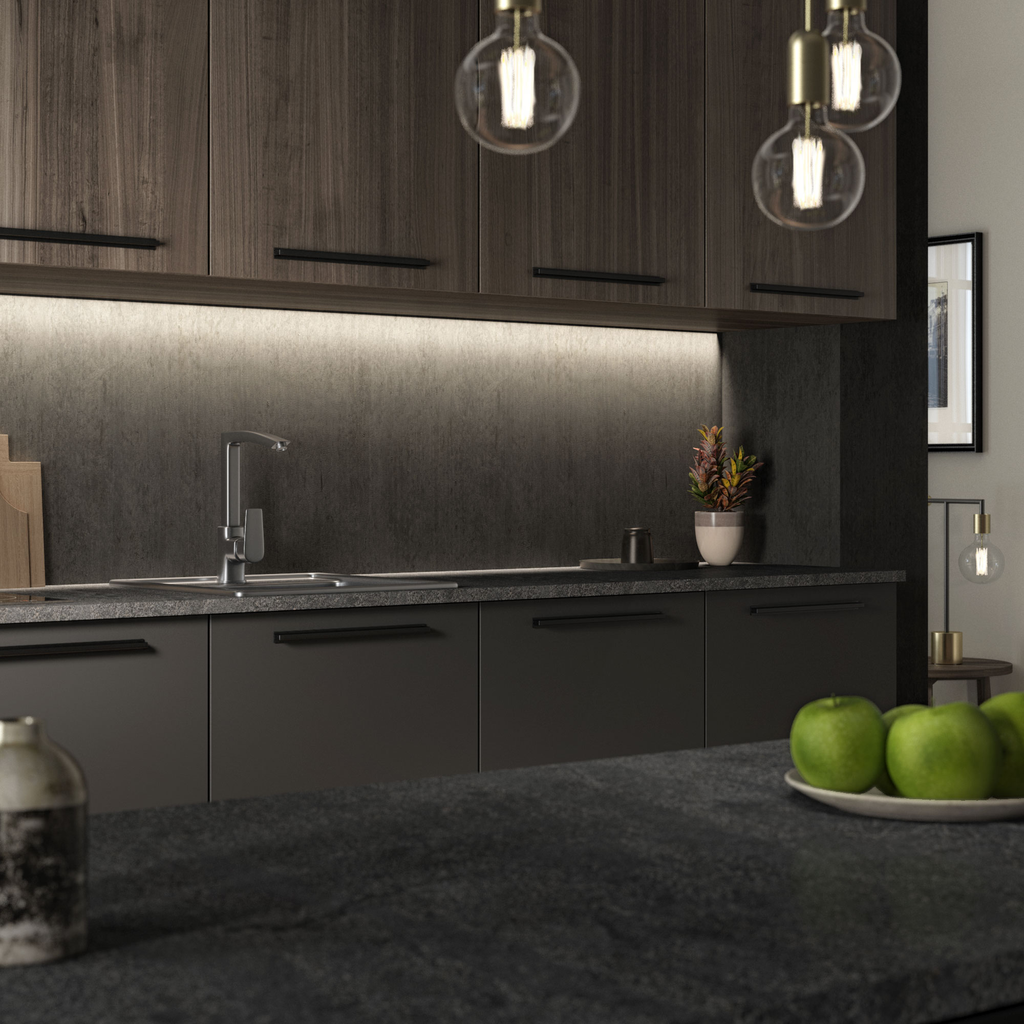 Sfeerverlichting met neutraal wit licht van 4000K in moderne keuken