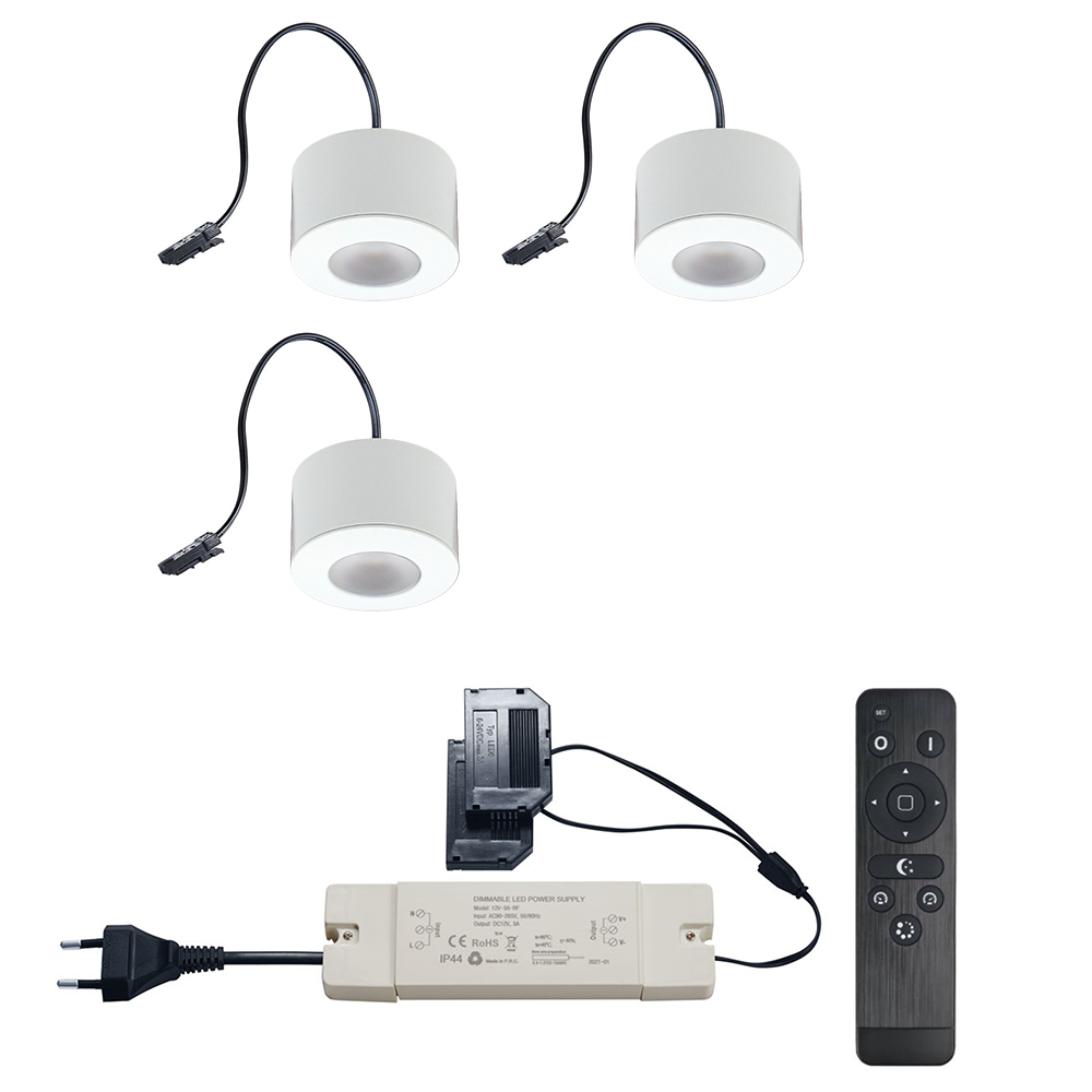 Set LED-opbouwspot Zigbee Parma wit 3W dimbaar voor plafondmontage