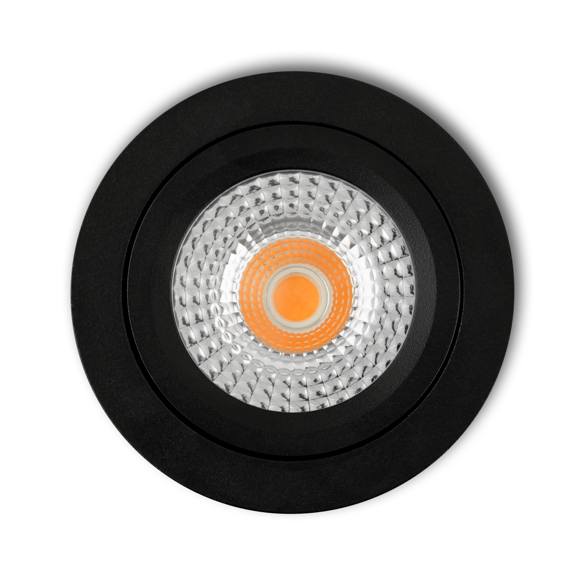 LED-inbouwspot Sienna zwart 5W extra warm-wit 2700K, bovenaanzicht, uitgeschakeld, voor plafondmontage
