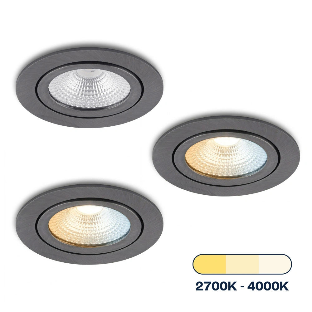 LED-inbouwspot Vivaro gunmetal tri-color voor plafondmontage