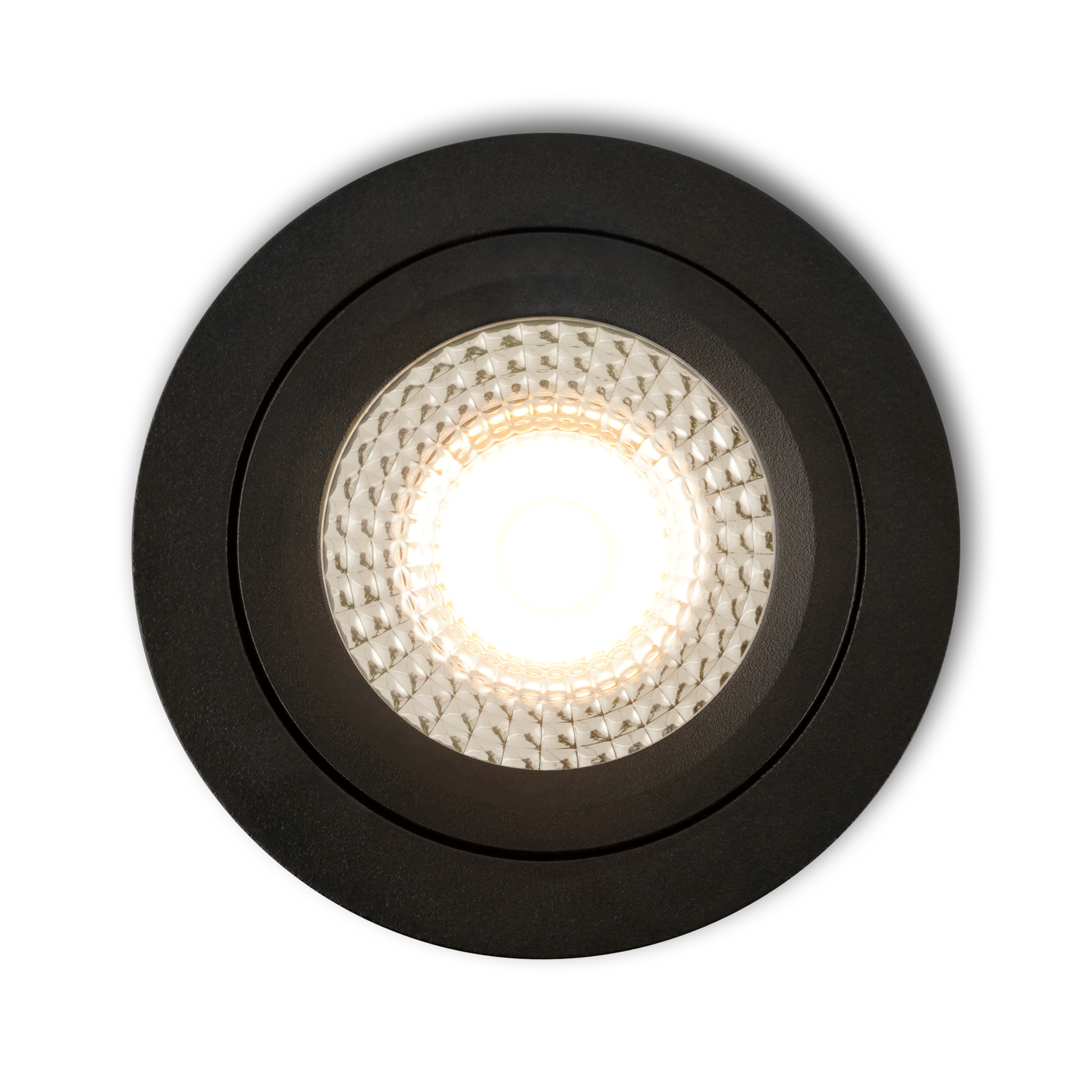 LED-inbouwspot Sienna zwart 5W extra warm-wit 2700K, bovenaanzicht, voor plafondmontage