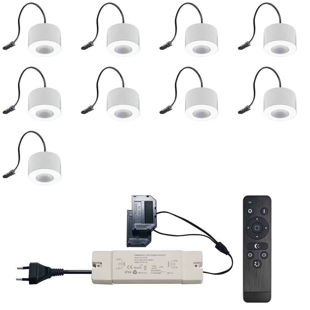Set LED-opbouwspot Zigbee Parma wit 3W dimbaar voor plafondmontage