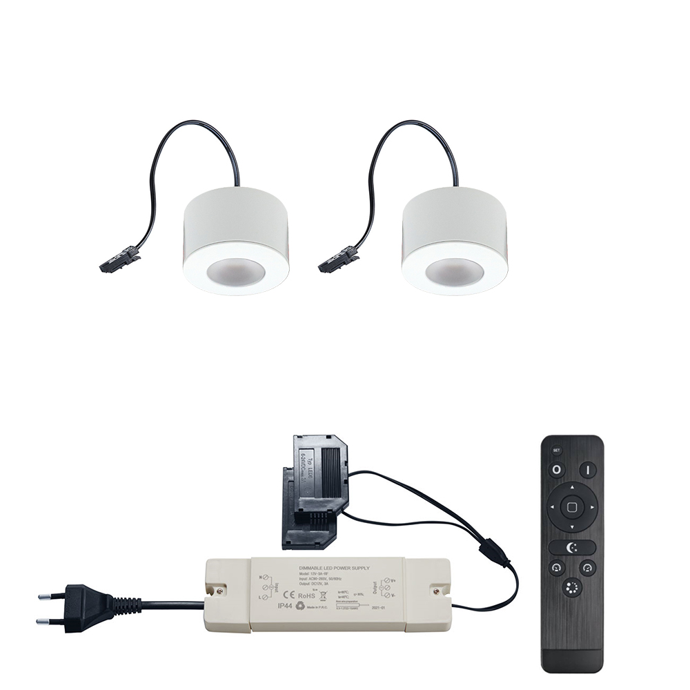 Set LED-opbouwspot Zigbee Parma wit 3W dimbaar voor plafondmontage
