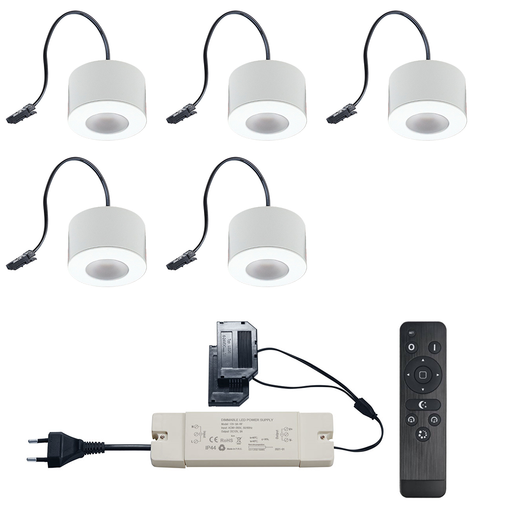 Set LED-opbouwspot Zigbee Parma wit 3W dimbaar voor plafondmontage